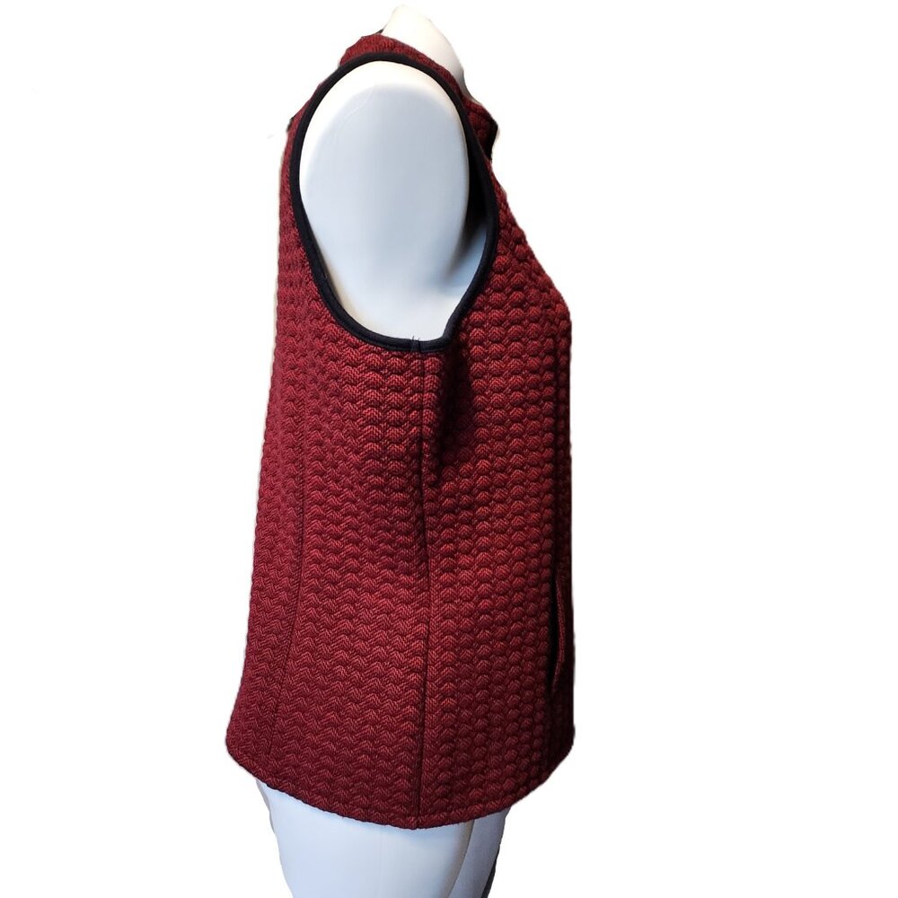 ❤️ 4/$20 Kim Rogers vest Women's medium Quilted red black zip-up Collar fall - Picture 7 of 16